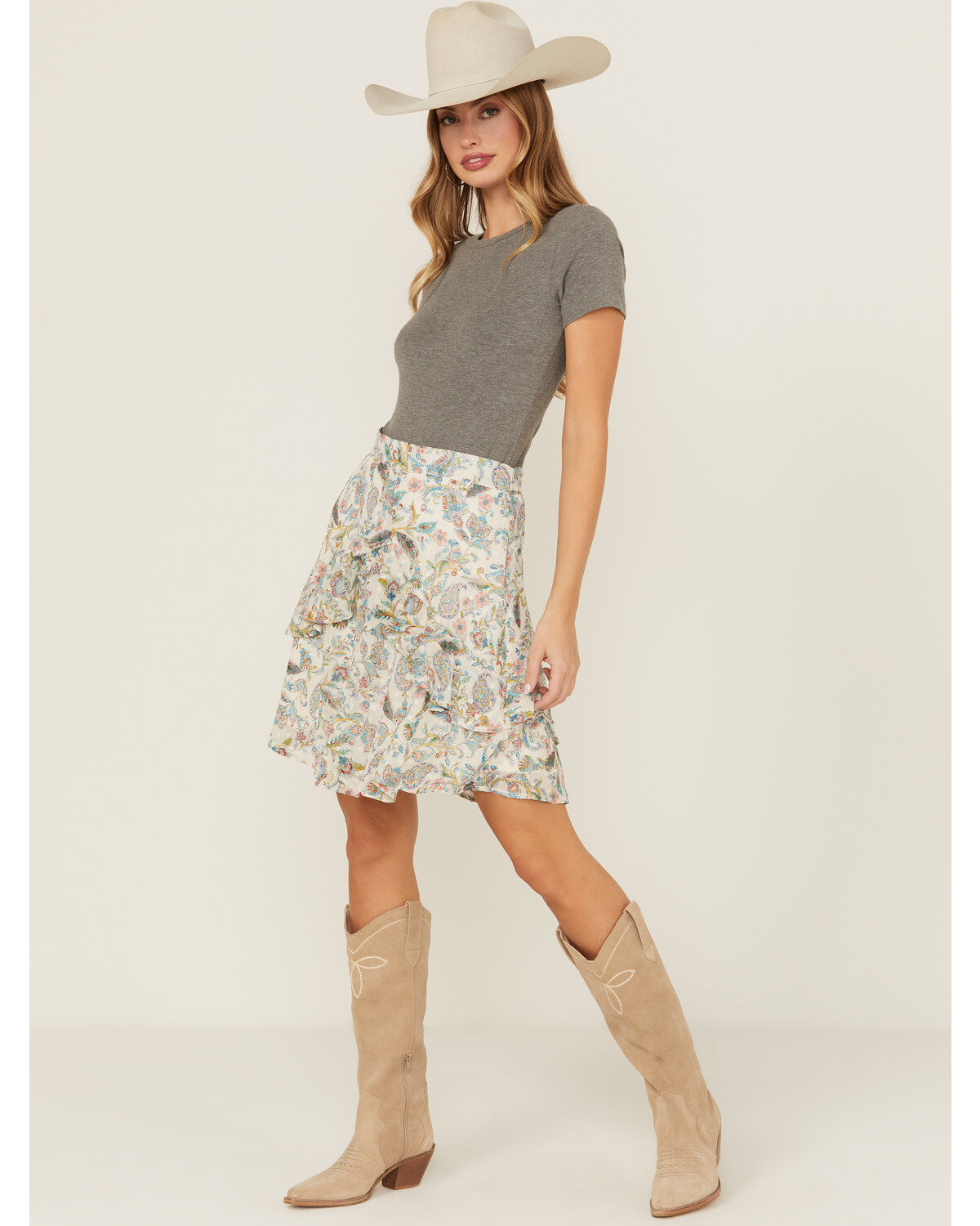 Ash & Violet Women's Floral Smocked Tiered Skirt
