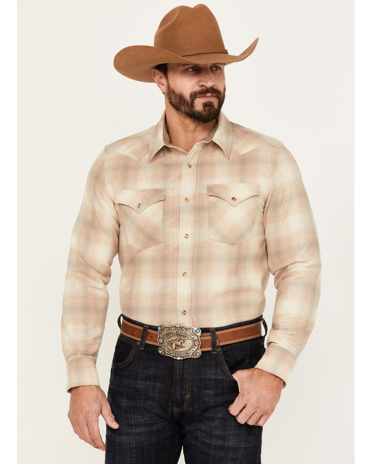 Pendleton Men's Canyon Plaid Print Long Sleeve Western Flannel Snap Shirt