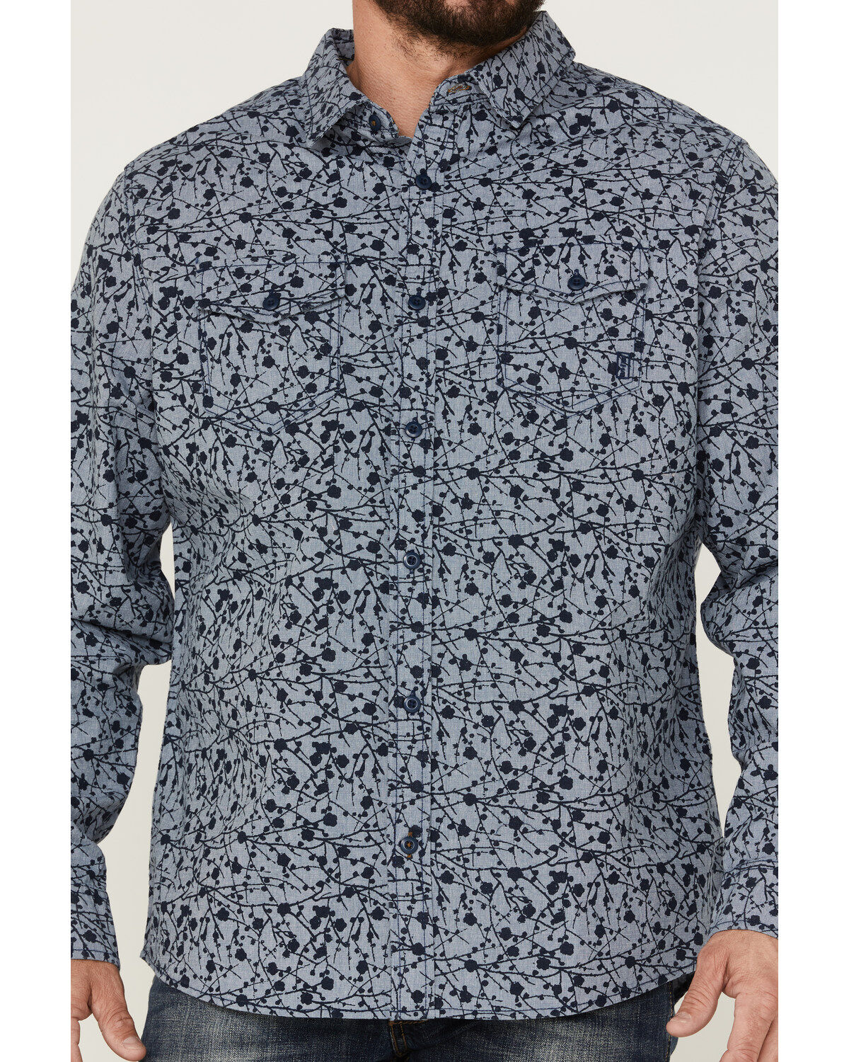 Brothers and Sons Men's All-Over Print Long Sleeve Button Down Western Shirt