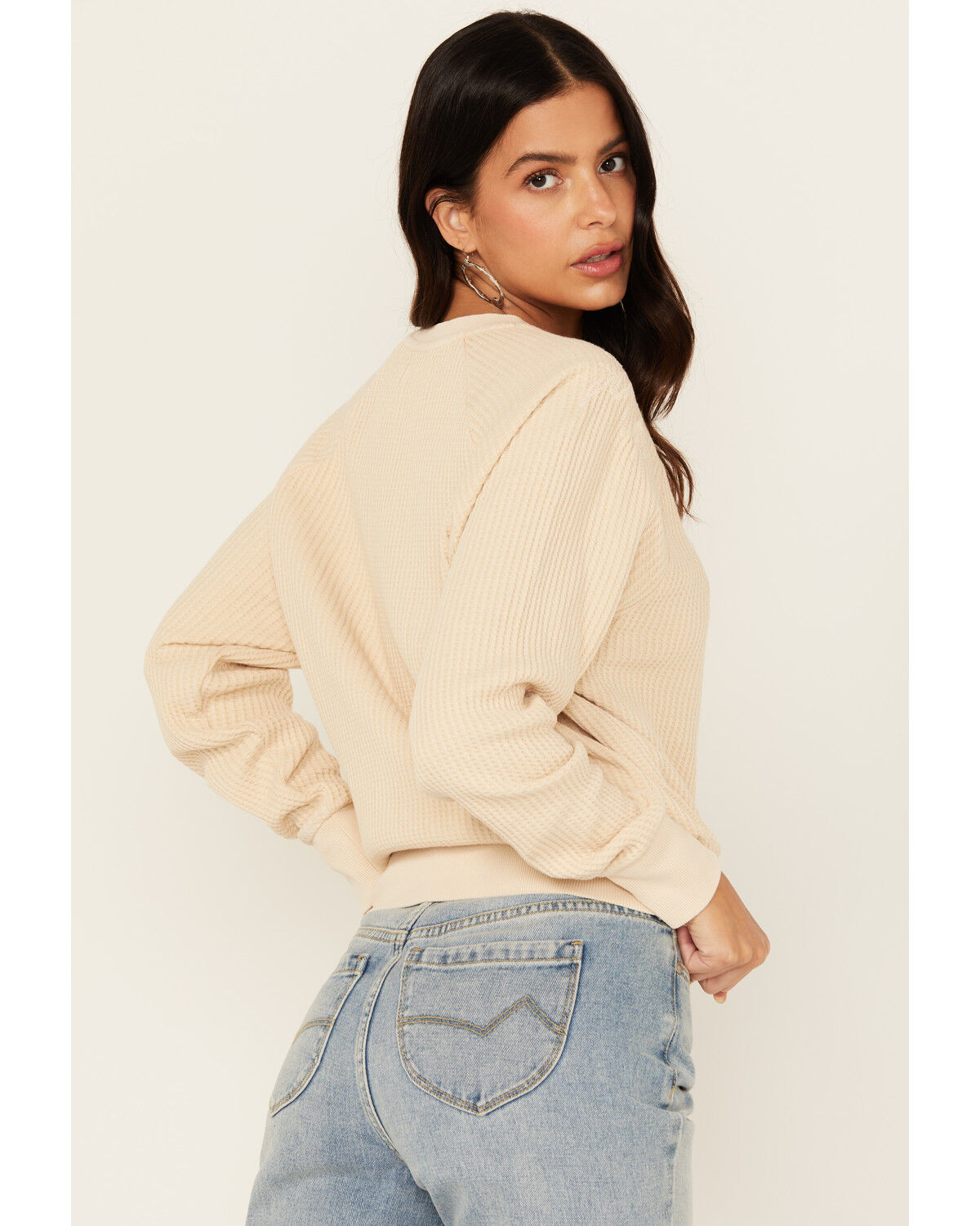 Cleo + Wolf Women's Waffle Knit Long Sleeve Top