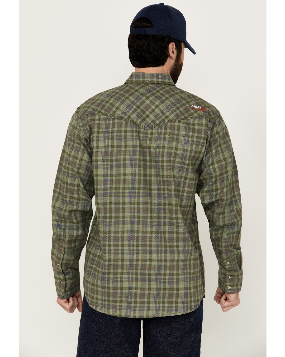 Ariat Men's FR Sawtooth Retro Plaid Print Long Sleeve Snap Work Shirt