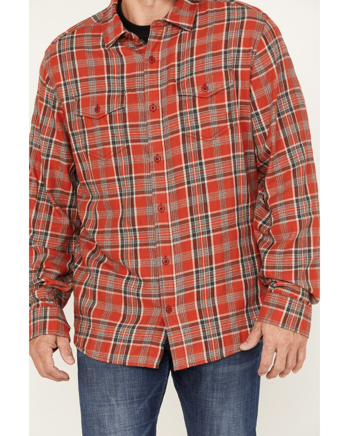 Brothers and Sons Men's Plaid Long Sleeve Button-Down Western Flannel Shirt