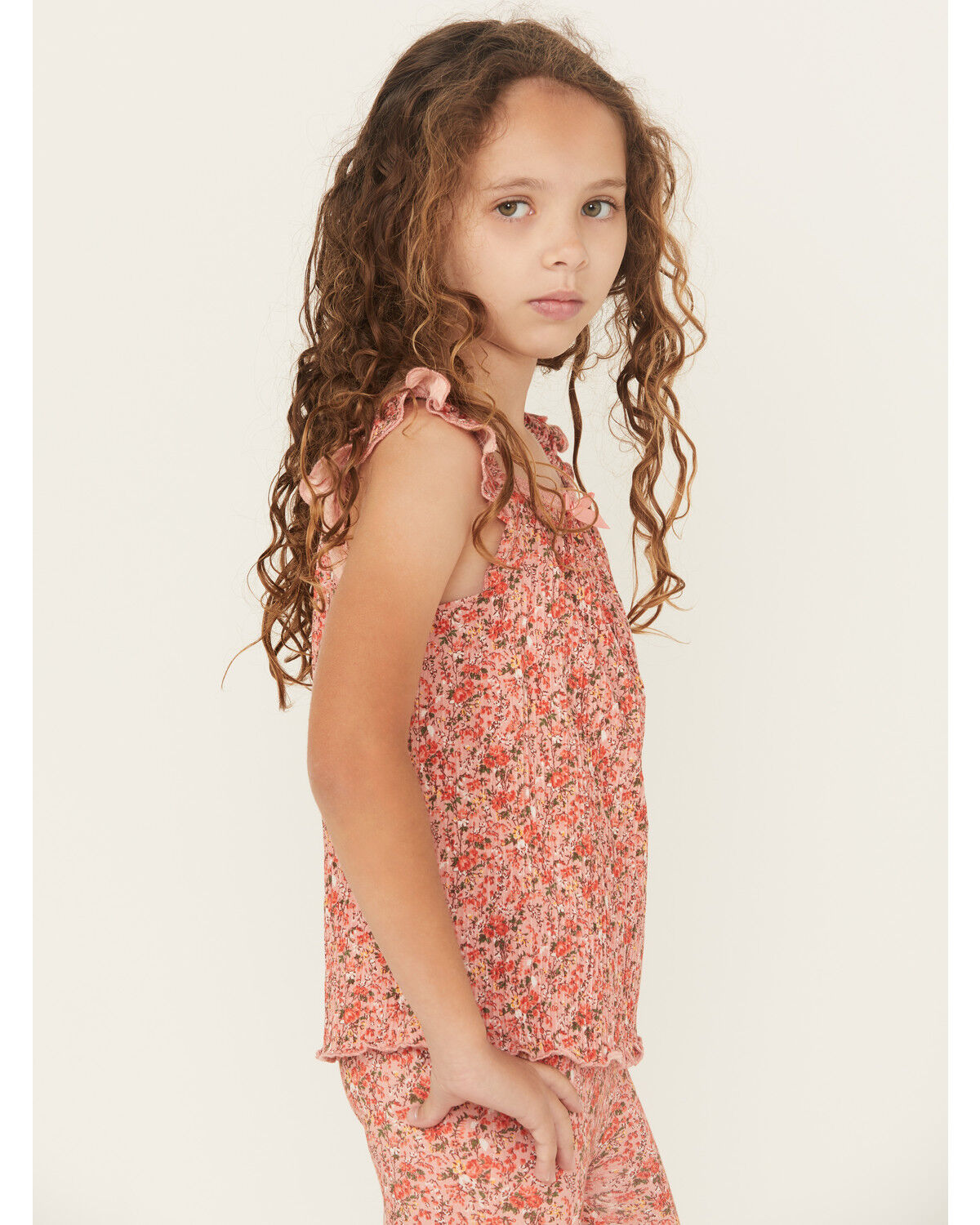 Shyanne Girls' Ditsy Floral Print Ruffle Sleeve Shirt