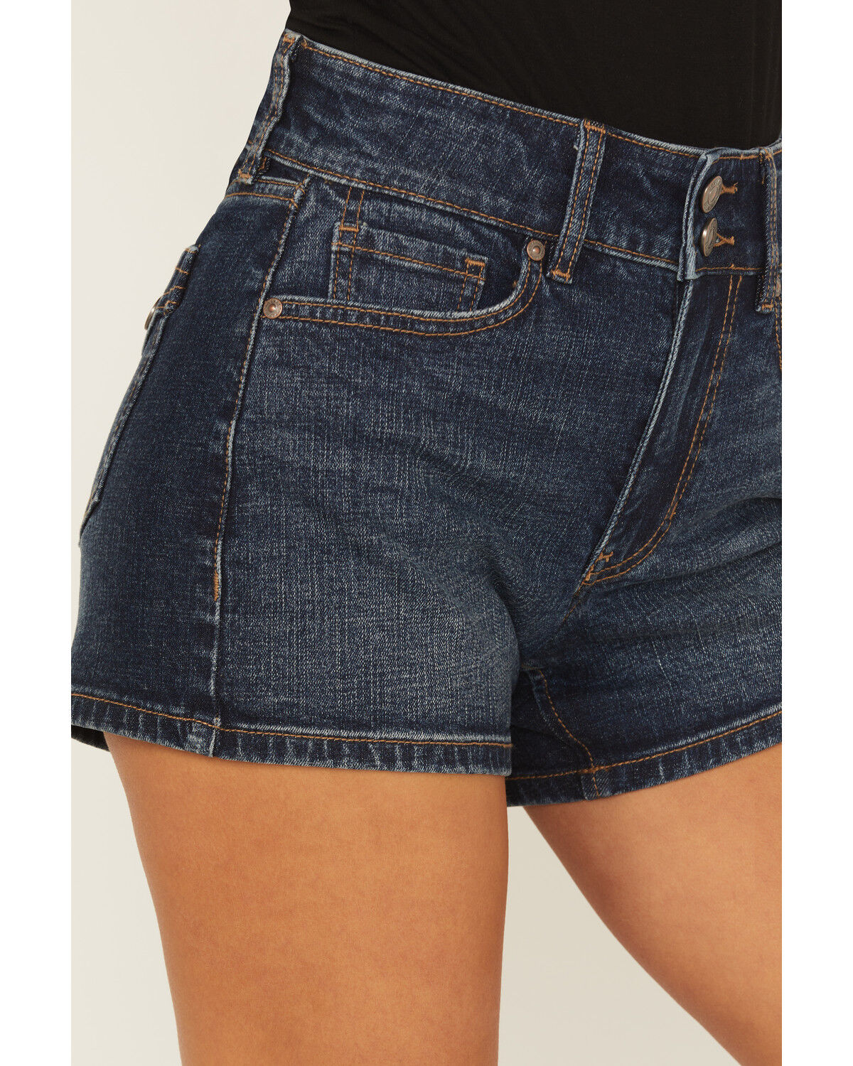 Shyanne Women's Faye Medium Wash High Rise Comfort Stretch Denim Shorts