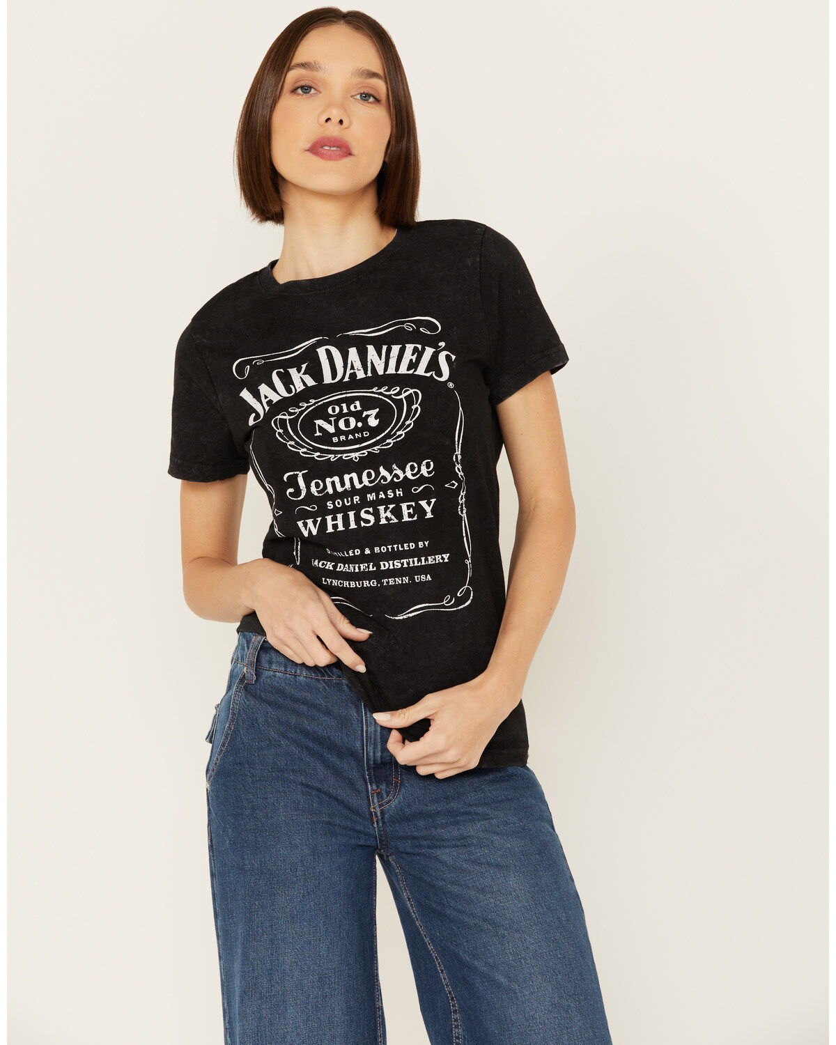 Jack Daniels Women's Logo Label Short Sleeve Graphic Tee