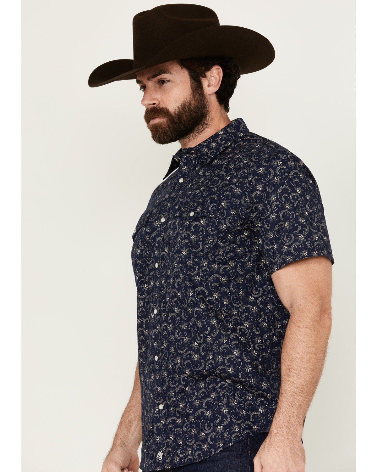 Moonshine Spirit Men's On Tour Floral Paisley Print Short Sleeve Snap Western Shirt