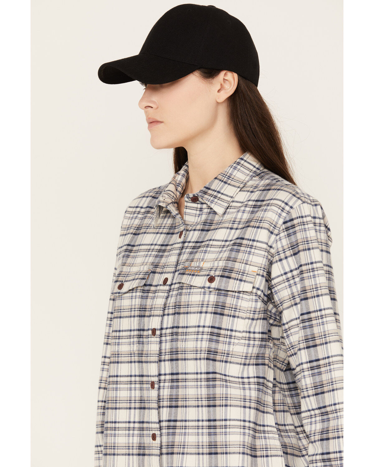 Ariat Women's Rebar Flannel Long Sleeve Button Down Plaid Print Work Shirt