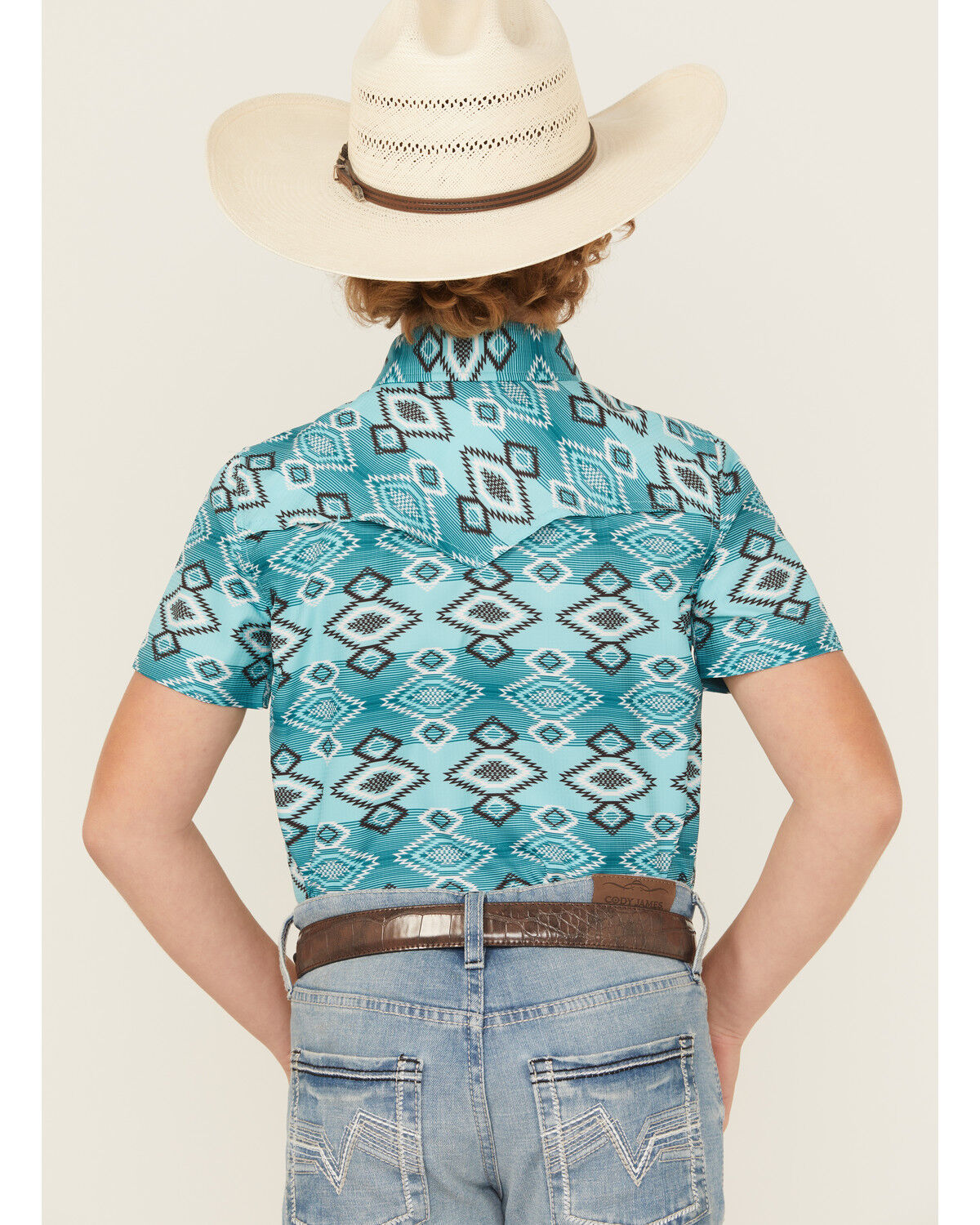 Rock & Roll Denim Boys' Southwestern Print Short Sleeve Snap Western Shirt