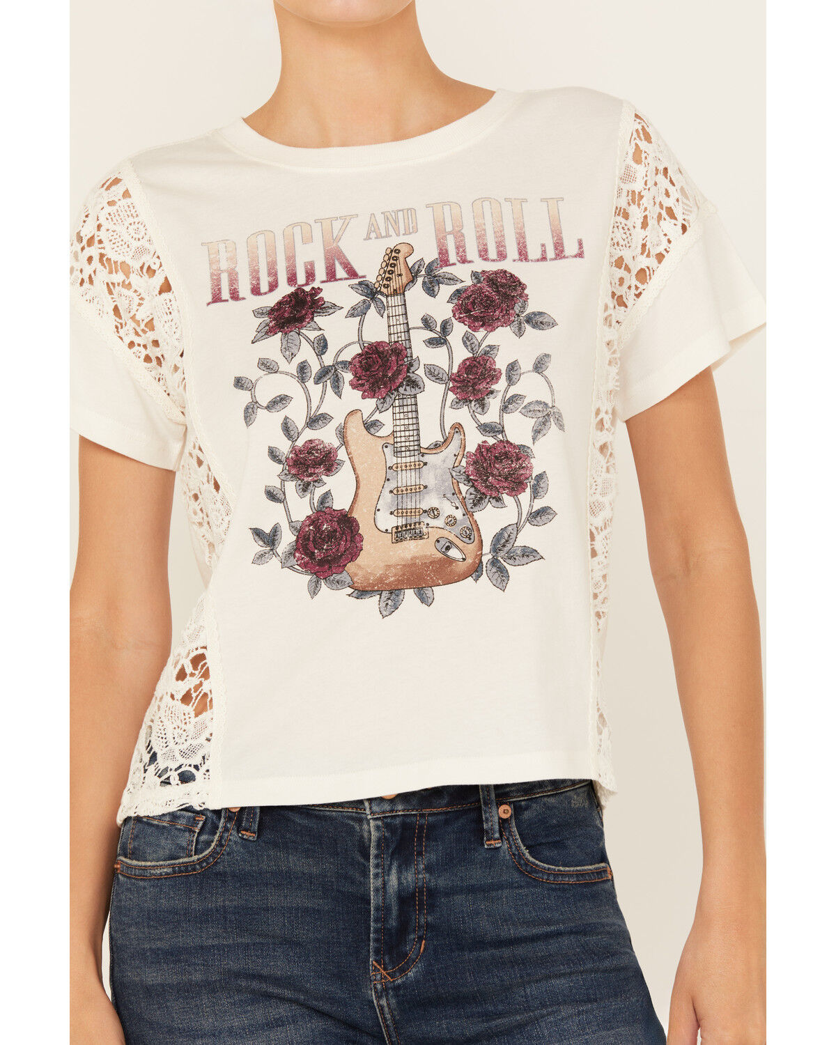 Shyanne Women's Rock & Roll Lace Short Sleeve Graphic Tee