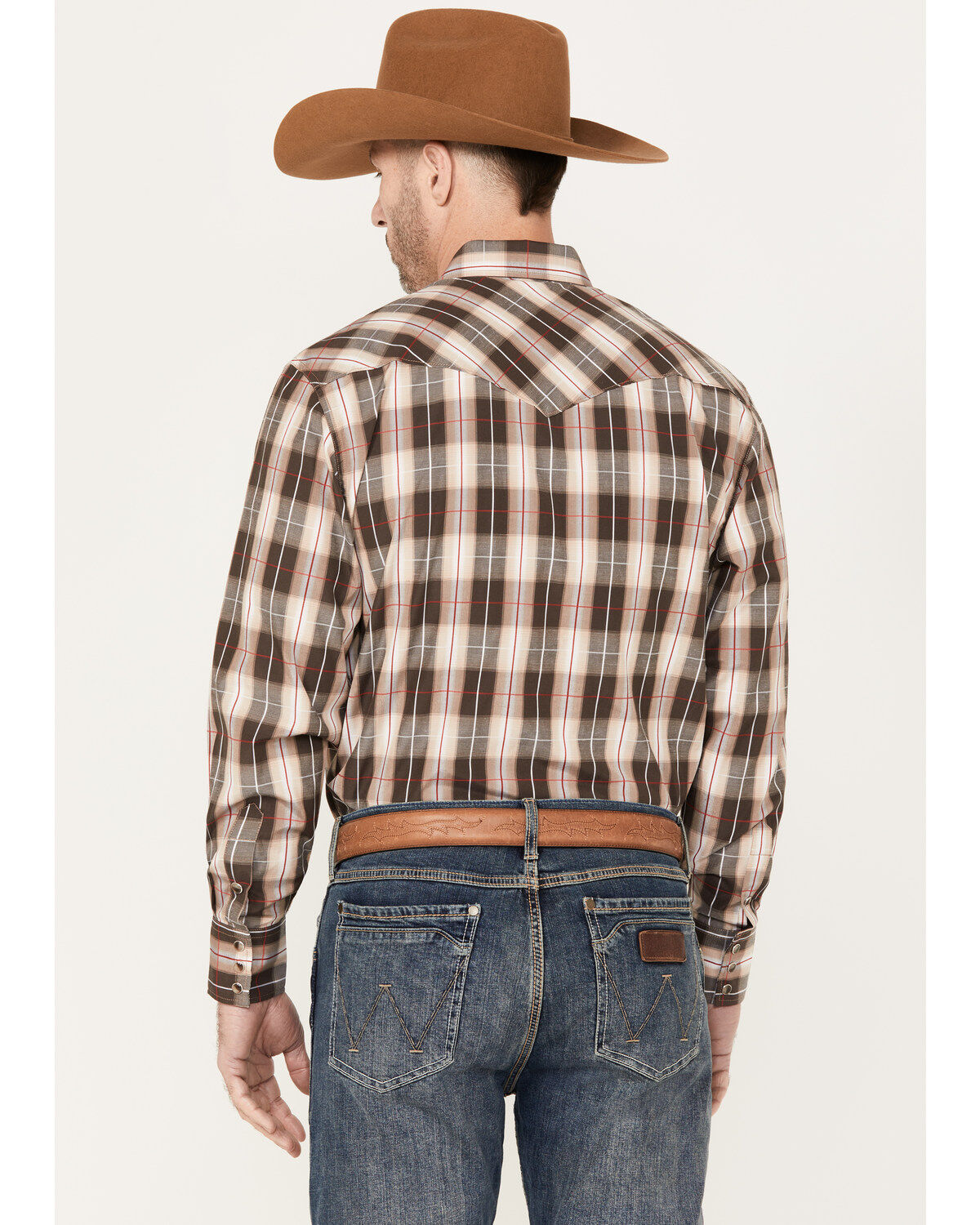 Rodeo Clothing Men's Plaid Print Long Sleeve Snap Western Shirt