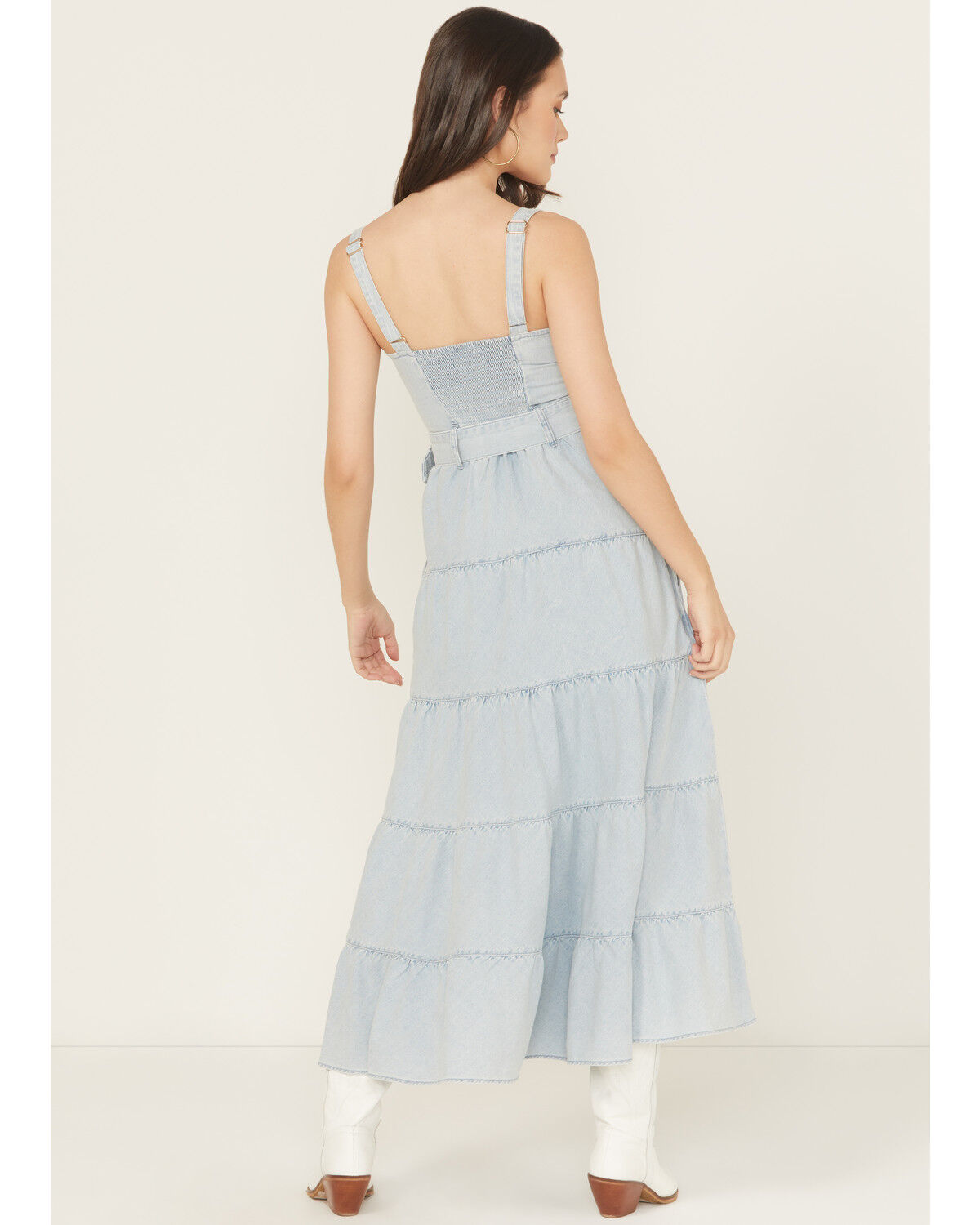 Show Me Your Mumu Women's Light Wash Lainey Sleeveless Denim Midi Dress