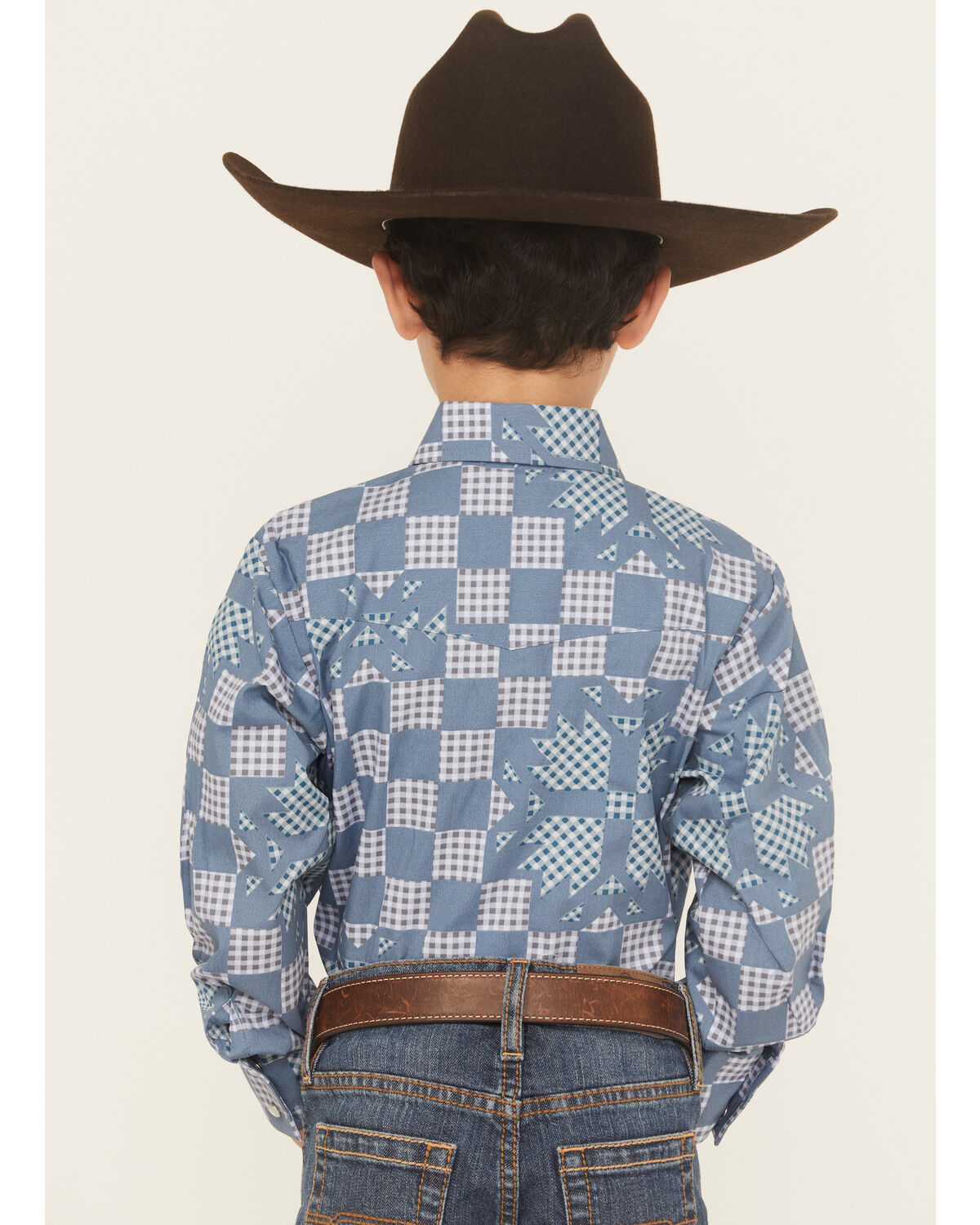Ely Walker Boys' Quilted Print Long Sleeve Snap Western Shirt