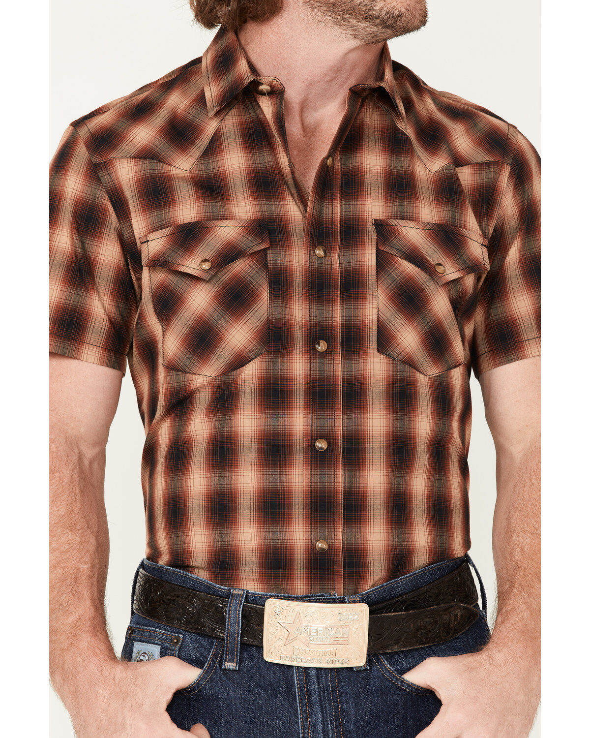 Pendleton Men's Frontier Large Plaid Short Sleeve Western Shirt