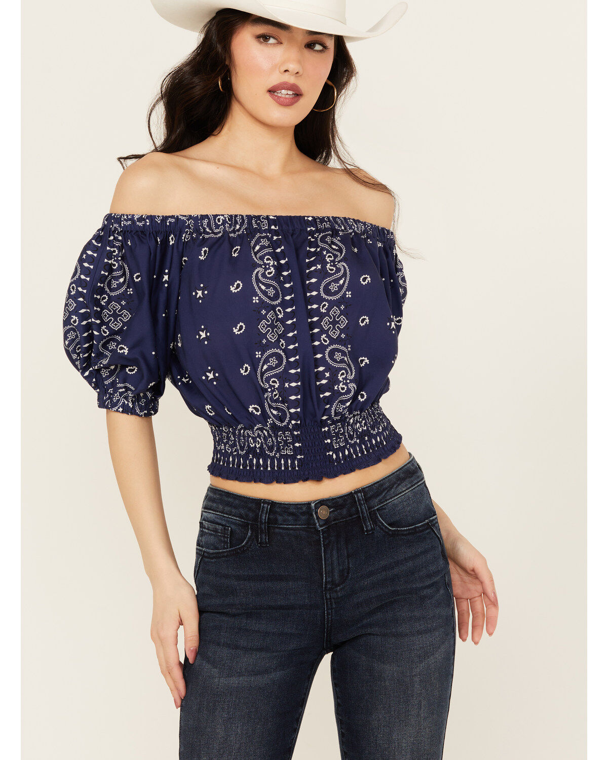 Beyond The Radar Women's Bandana Print Cropped Top