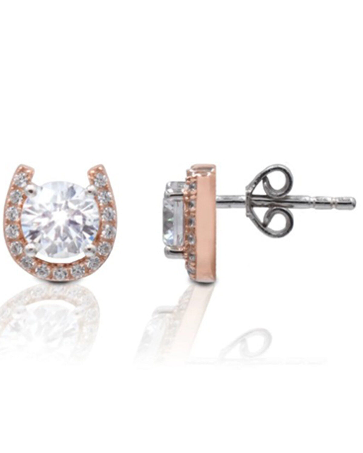 Kelly Herd Women's Rose Gold Horseshoe Stud Earrings