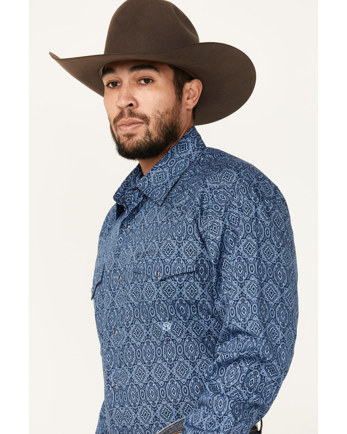 Roper Men's Amarillo Medallion Print Long Sleeve Pearl Snap Western Shirt