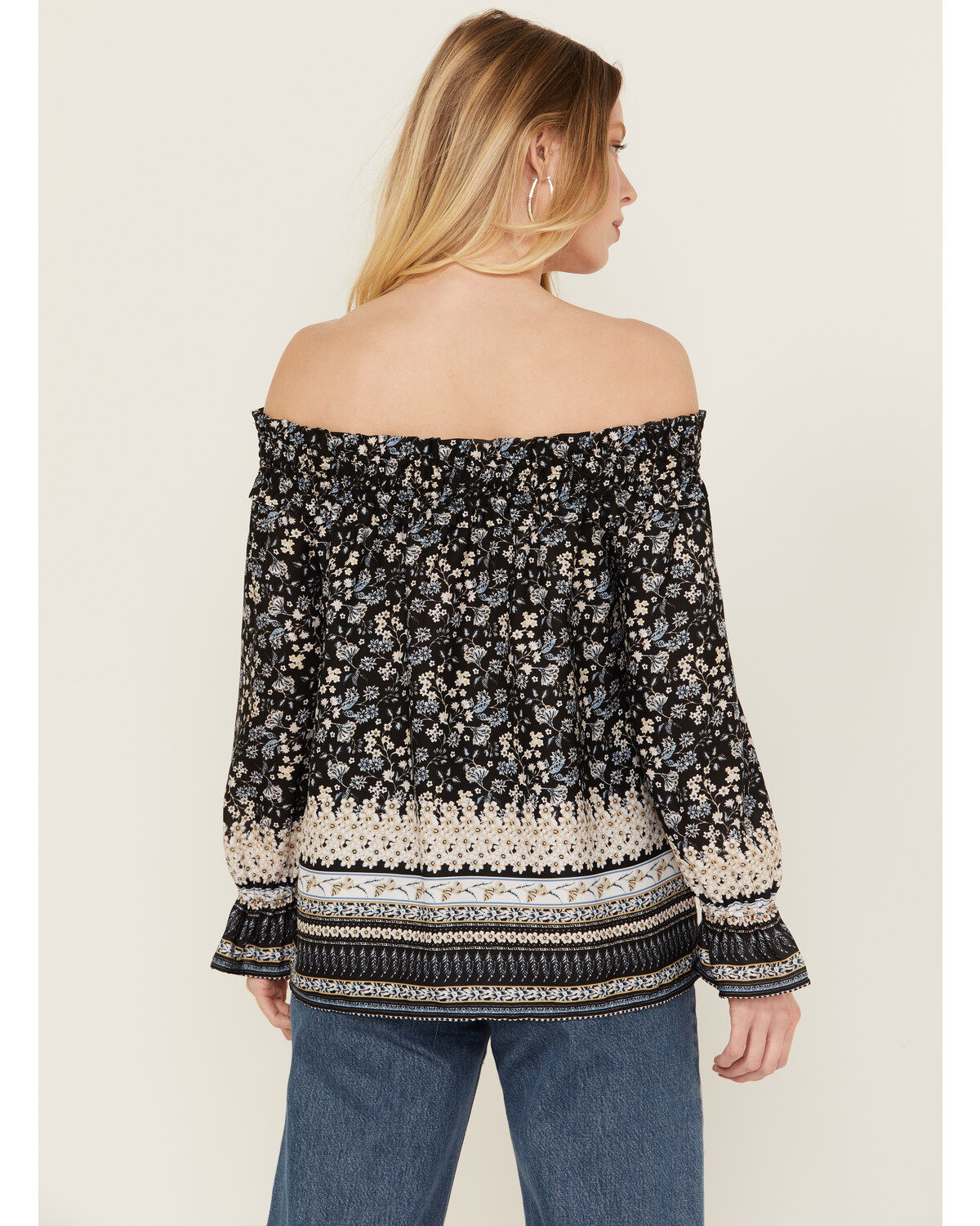 Wild Moss Women's Border Off The Shoulder Top