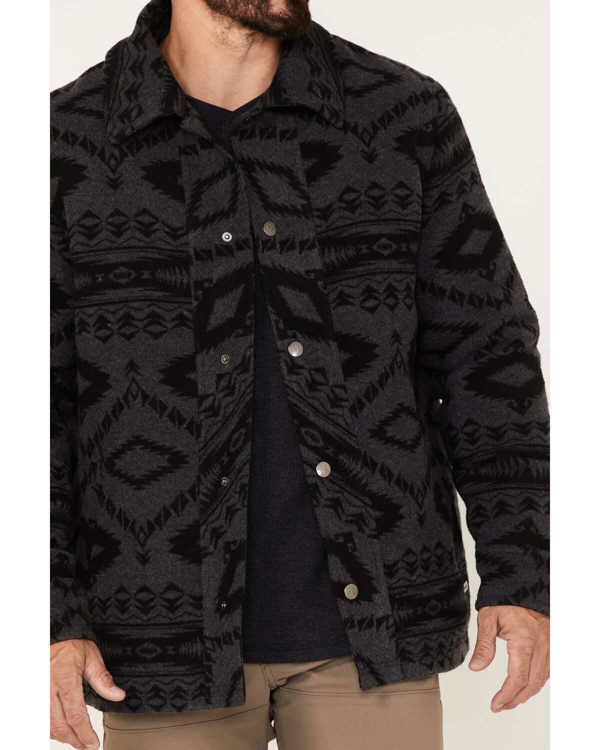 Powder River Outfitters Men's Border Commander Southwestern Print Full-Snap Wool Jacket