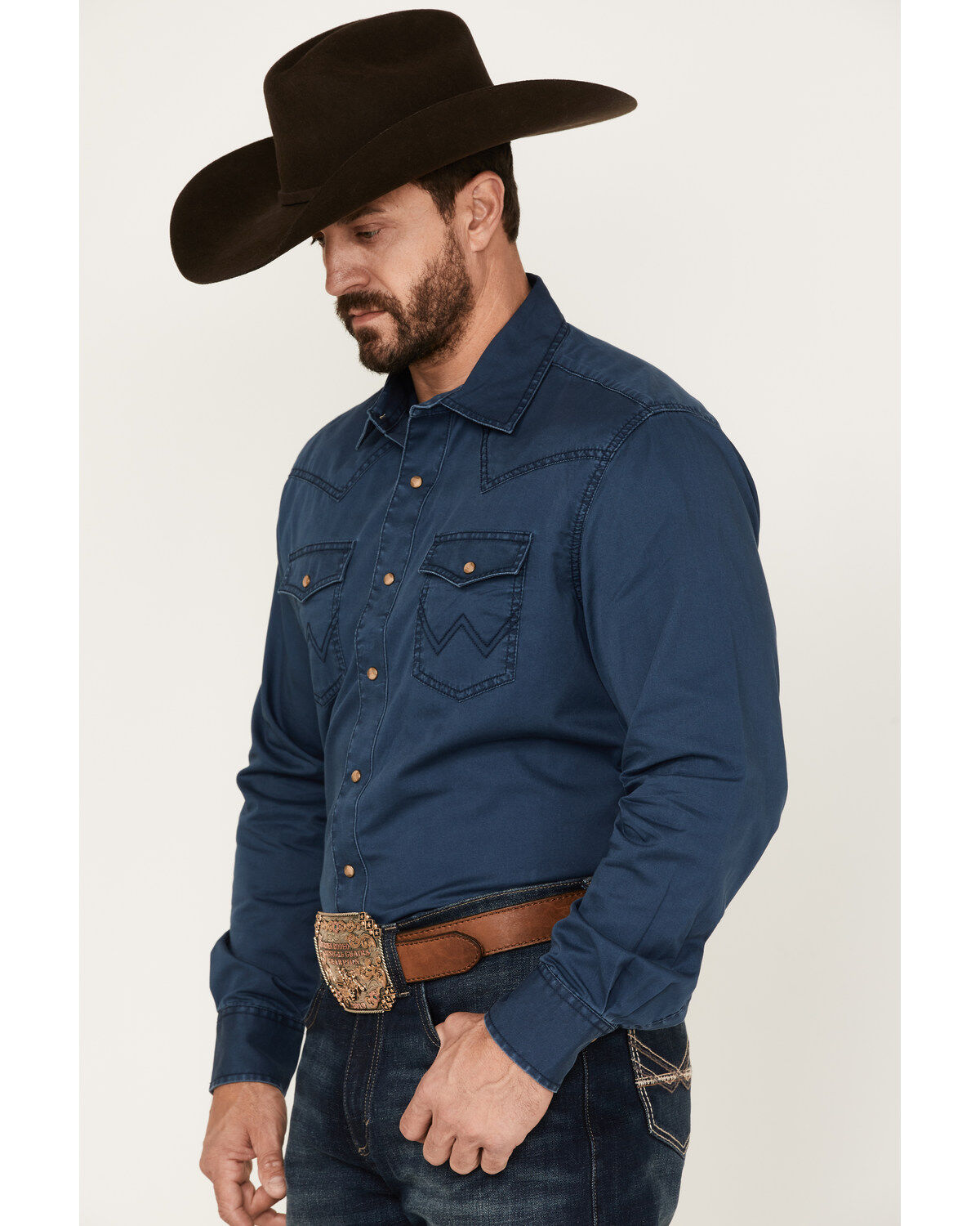 Wrangler Retro Men's Premium Solid Long Sleeve Snap Western Shirt