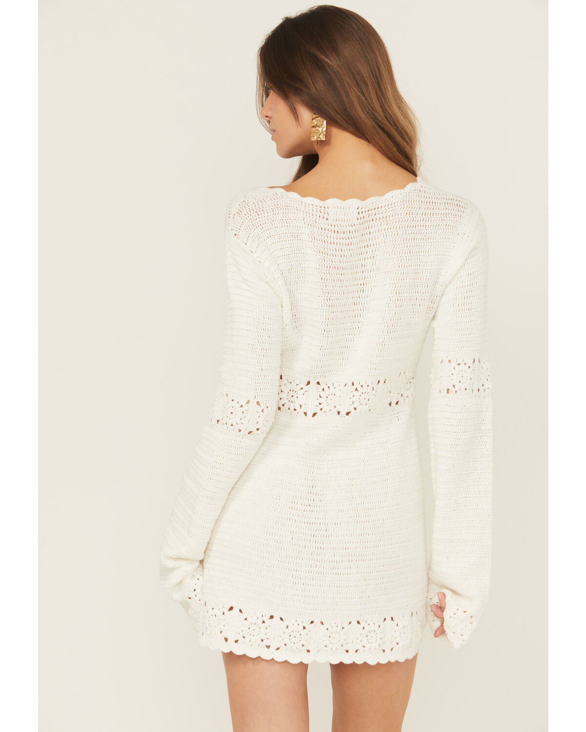 Show Me Your Mumu Women's Jet Lag Long Sleeve Crochet Mini Dress