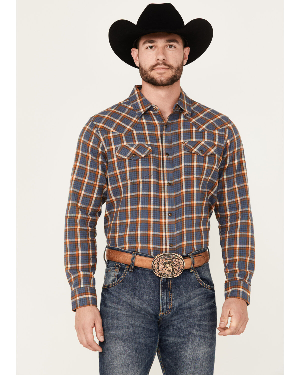 Cody James Men's Sunrise Plaid Print Long Sleeve Western Snap Shirt - Big