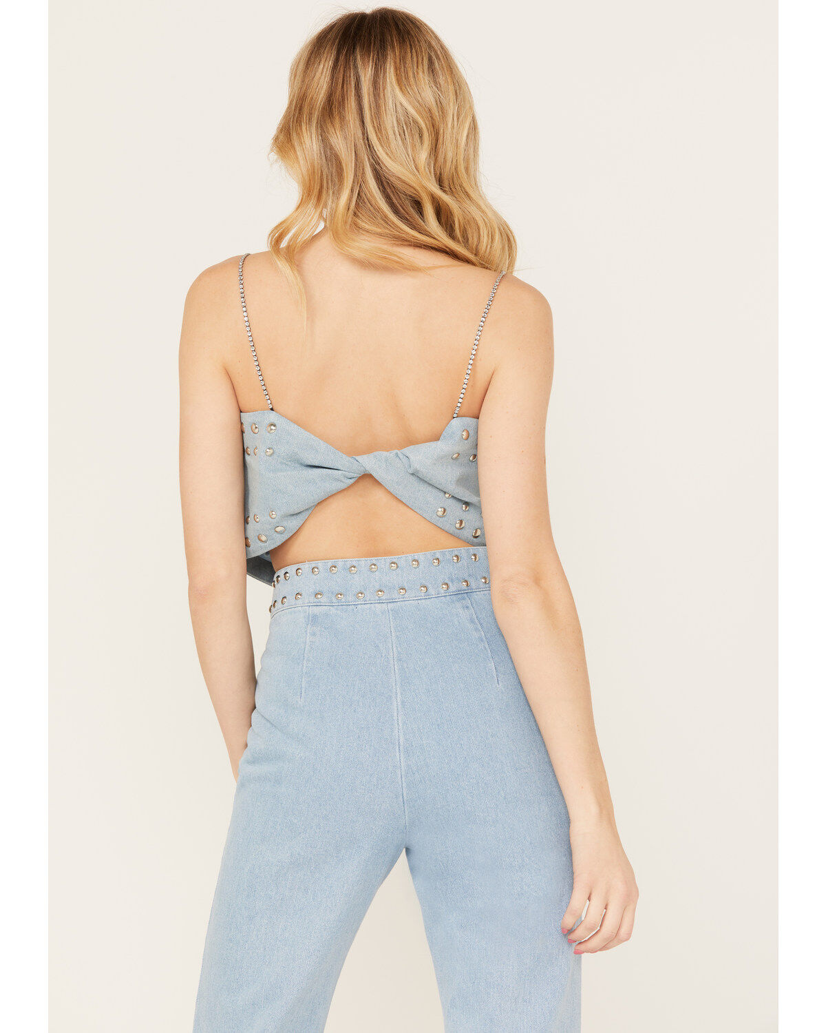 Understated Leather Women's Bluegrass Rhinestone Denim Crop Top
