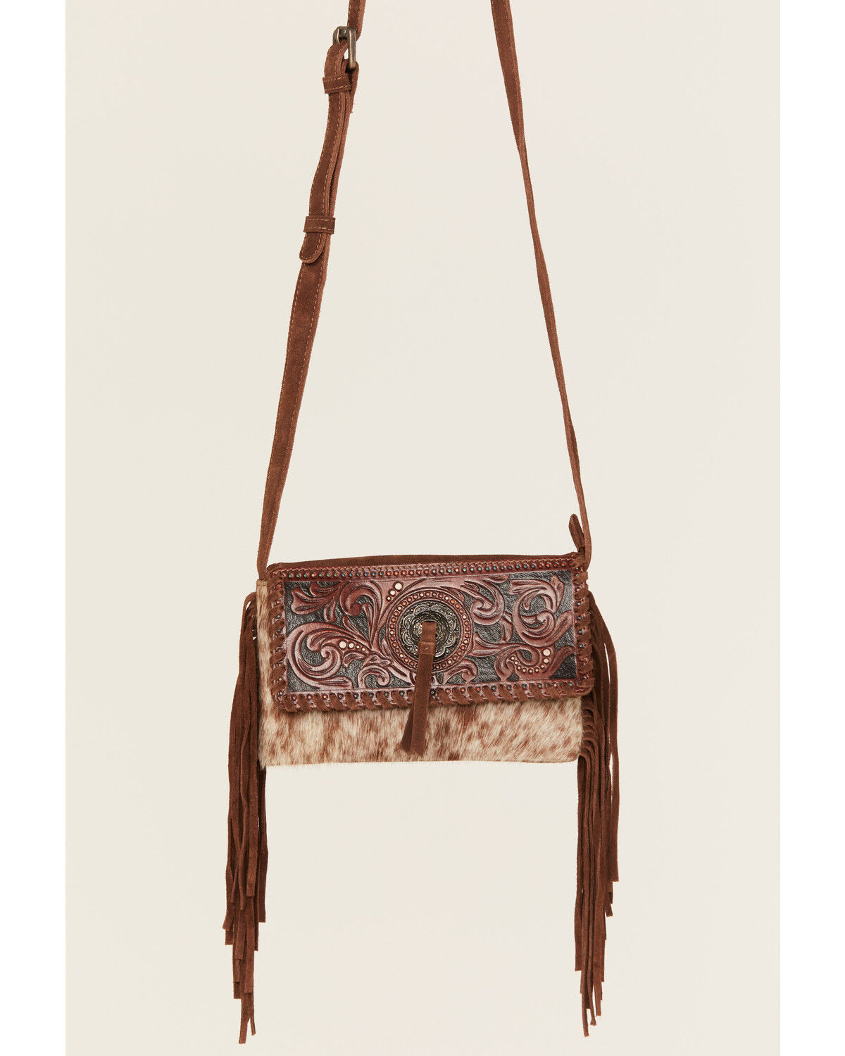 Shyanne Women's Cassidy Hair-On Tooled Leather Crossbody
