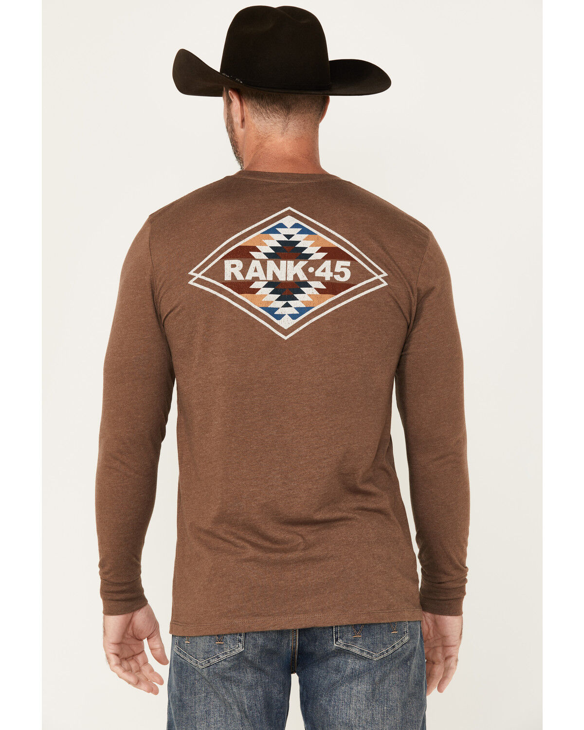 RANK 45® Men's Dusty Arena Southwestern Logo Long Sleeve Graphic T-Shirt