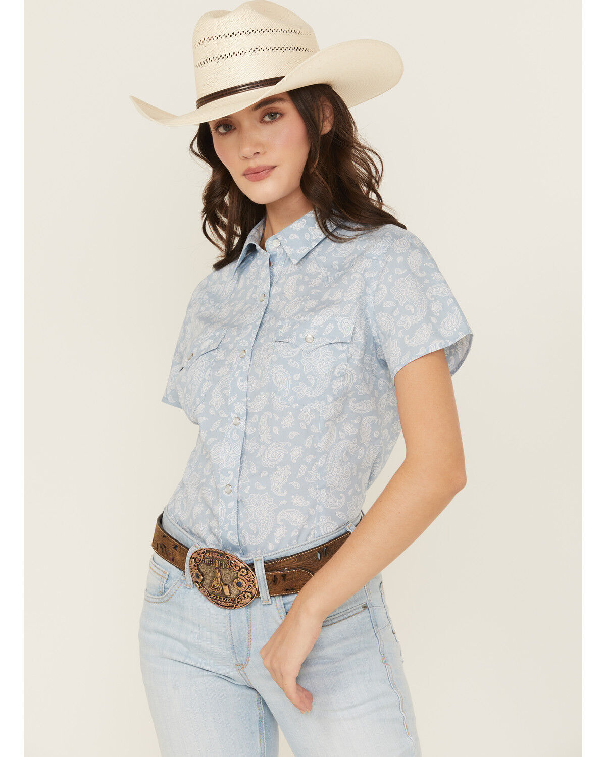 Wrangler Retro Women's Boot Barn Exclusive Paisley Print Short Sleeve Pearl Snap Western Shirt