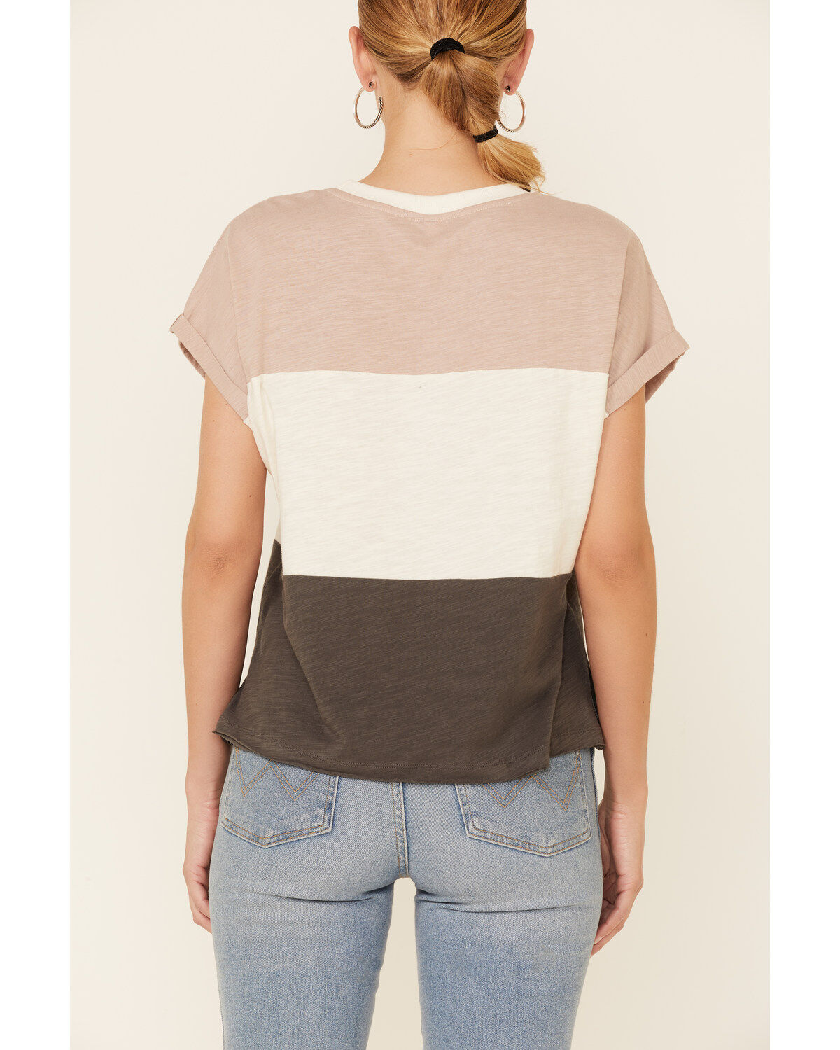 Wishlist Women's Wide Stripe Colorblock Dolman Short Sleeve Top