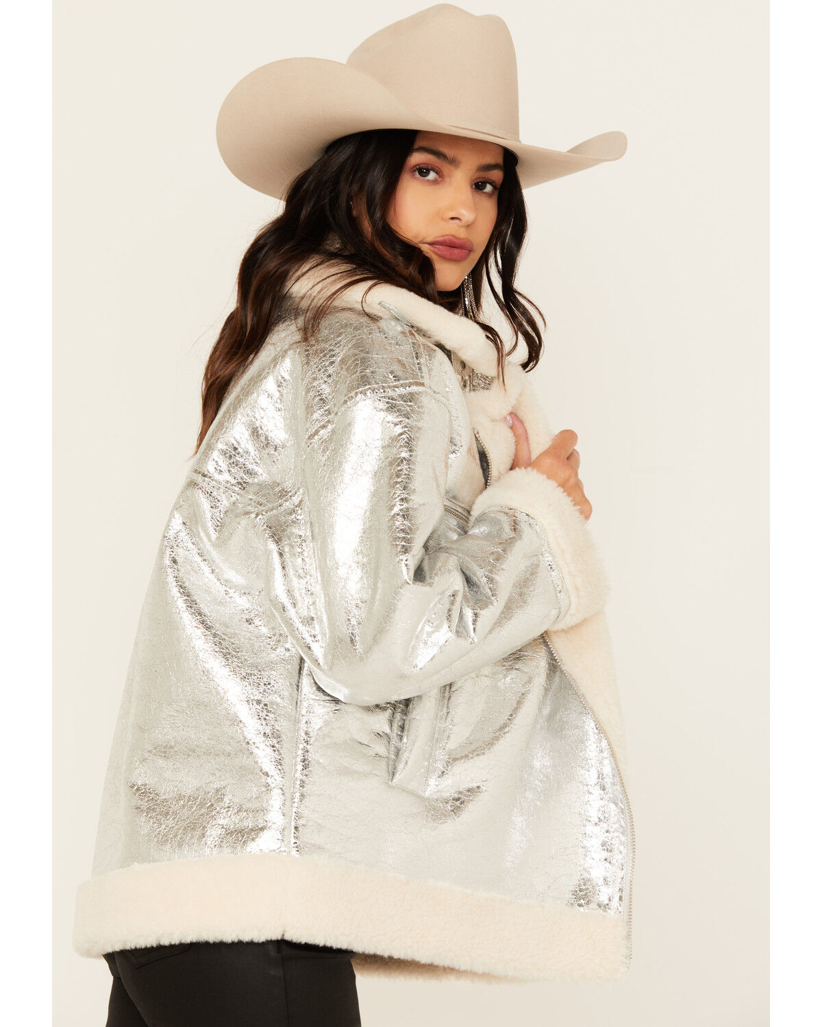 BLANKNYC Women's Metallic Moto Jacket