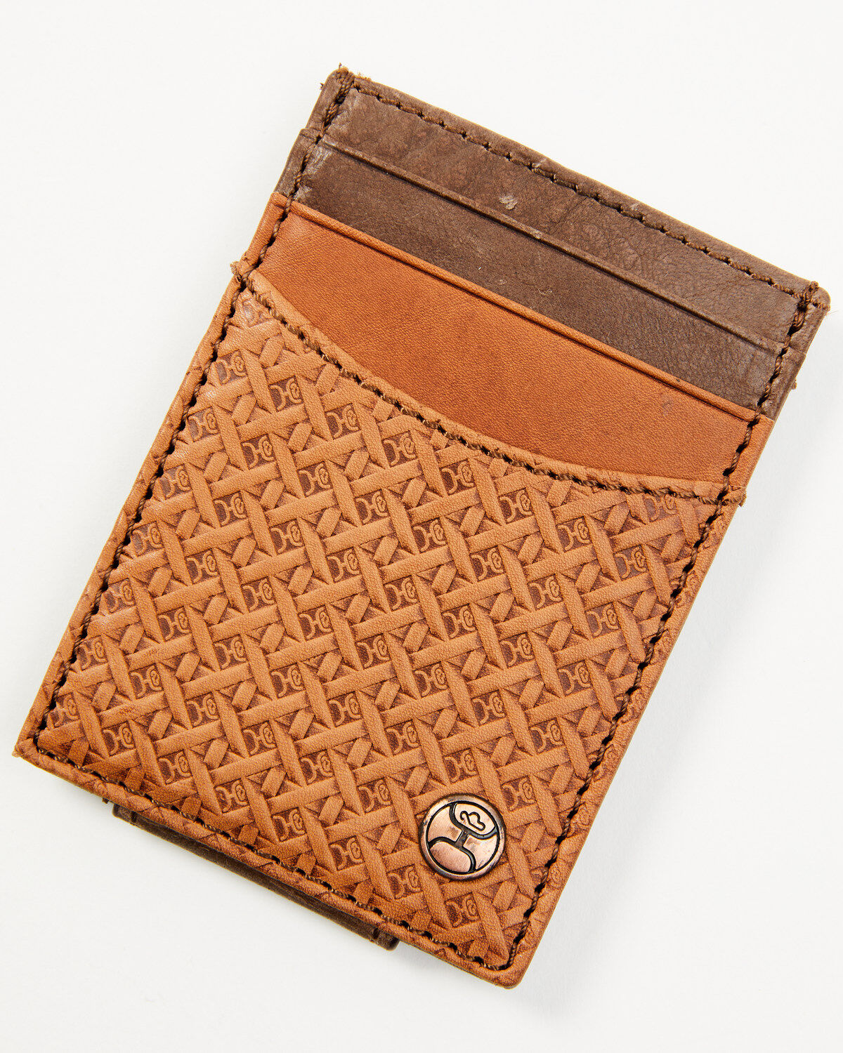 Hooey Men's Hands Up Basket Weave Money Clip