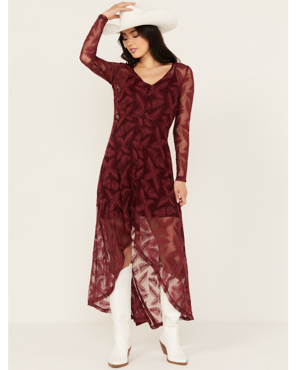 Shyanne Women's Lace Long Sleeve Maxi Dress
