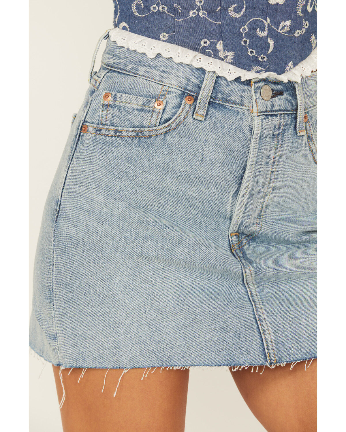 Levi's Women's Icon Light Wash Raw Hem Denim Mini Skirt