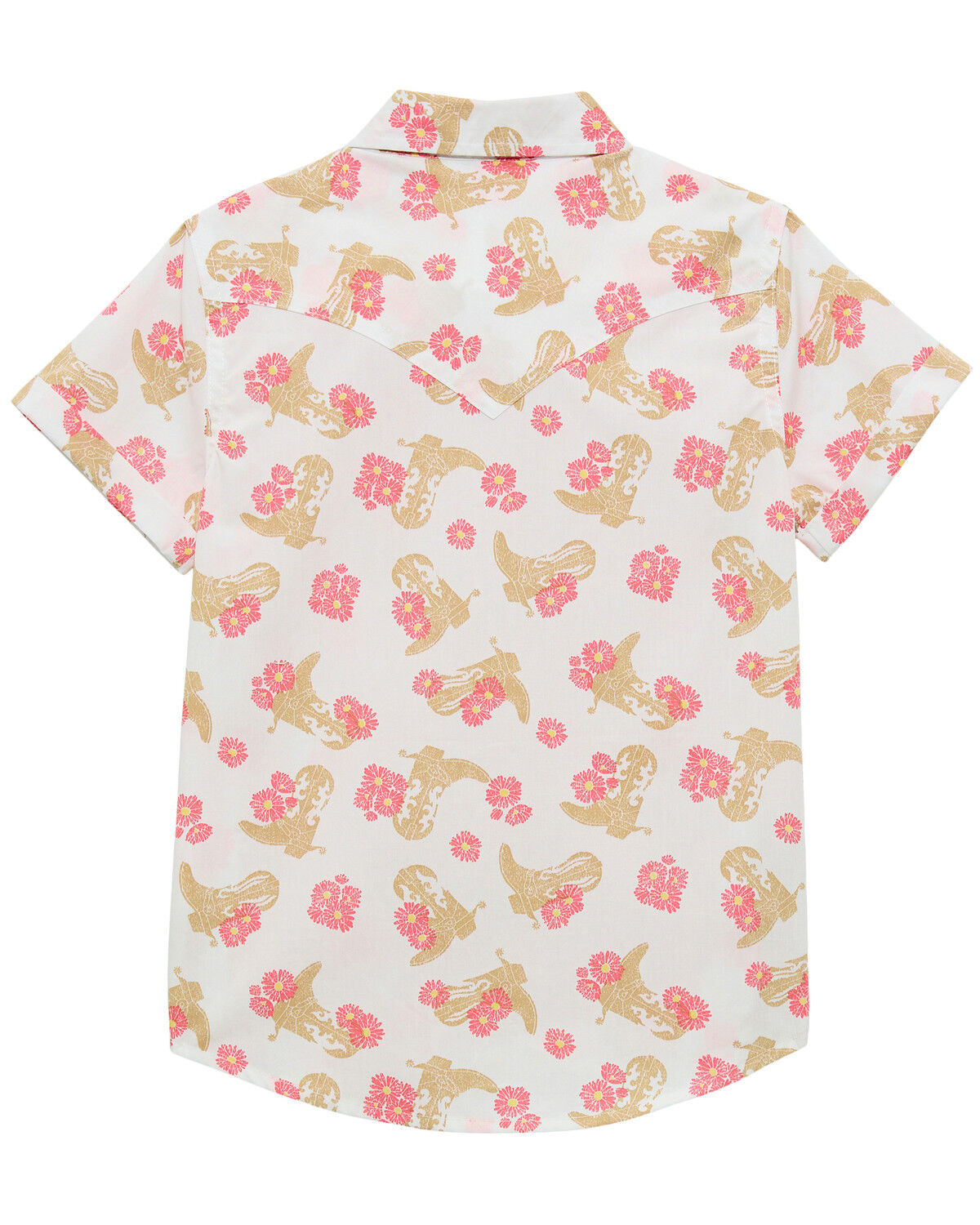 Wrangler Girls' Floral Print Short Sleeve Snap Western Shirt