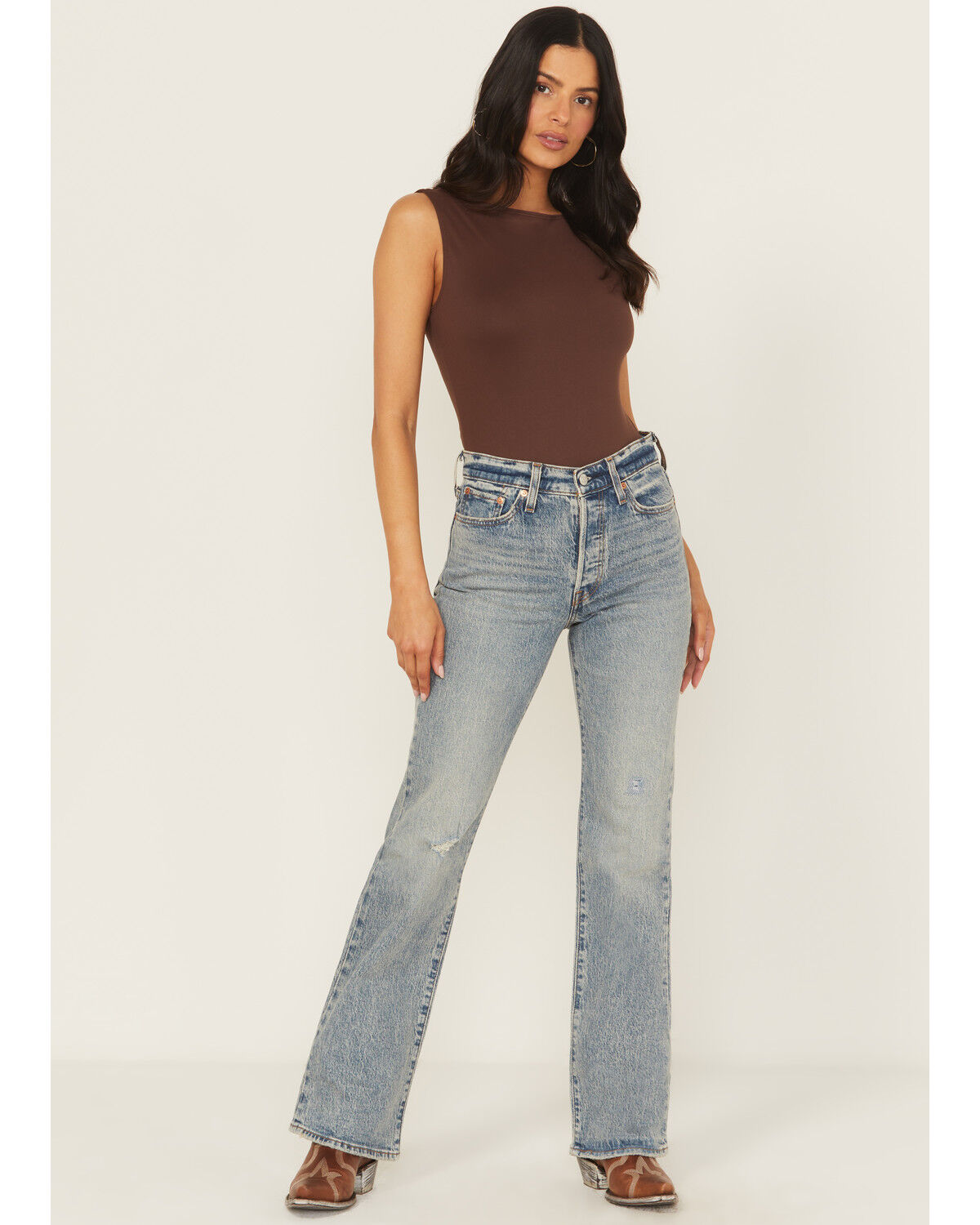 Levi's Premium Women's Boots Are Back In Town Medium Wash Bootcut Stretch Denim Jeans