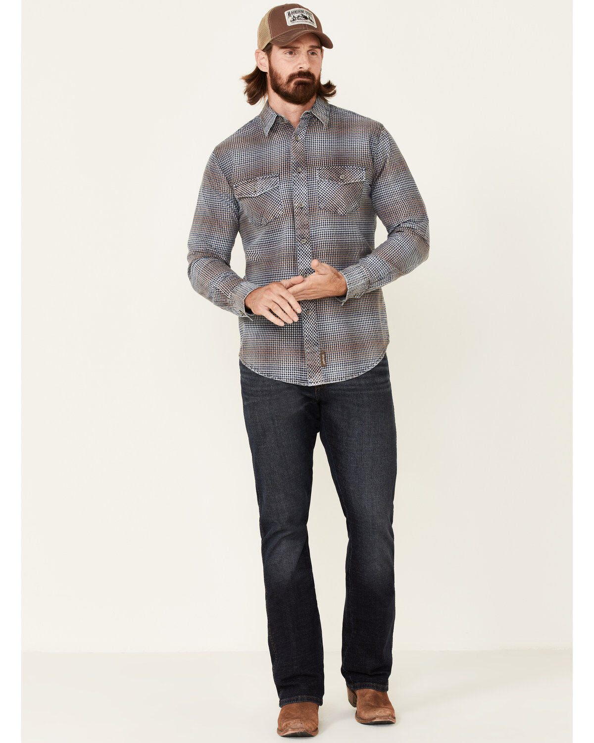 Wrangler Retro Men's Premium Check Plaid Button Down Western Shirt