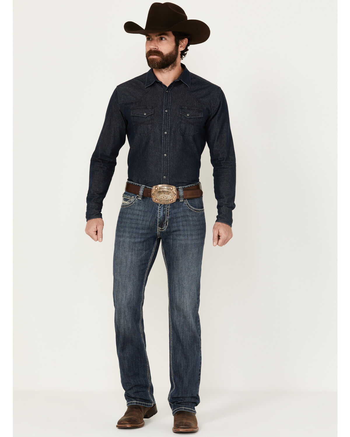 Rock & Roll Denim Men's Revolver Medium Vintage Wash Slim Straight Reflex Denim Jeans
