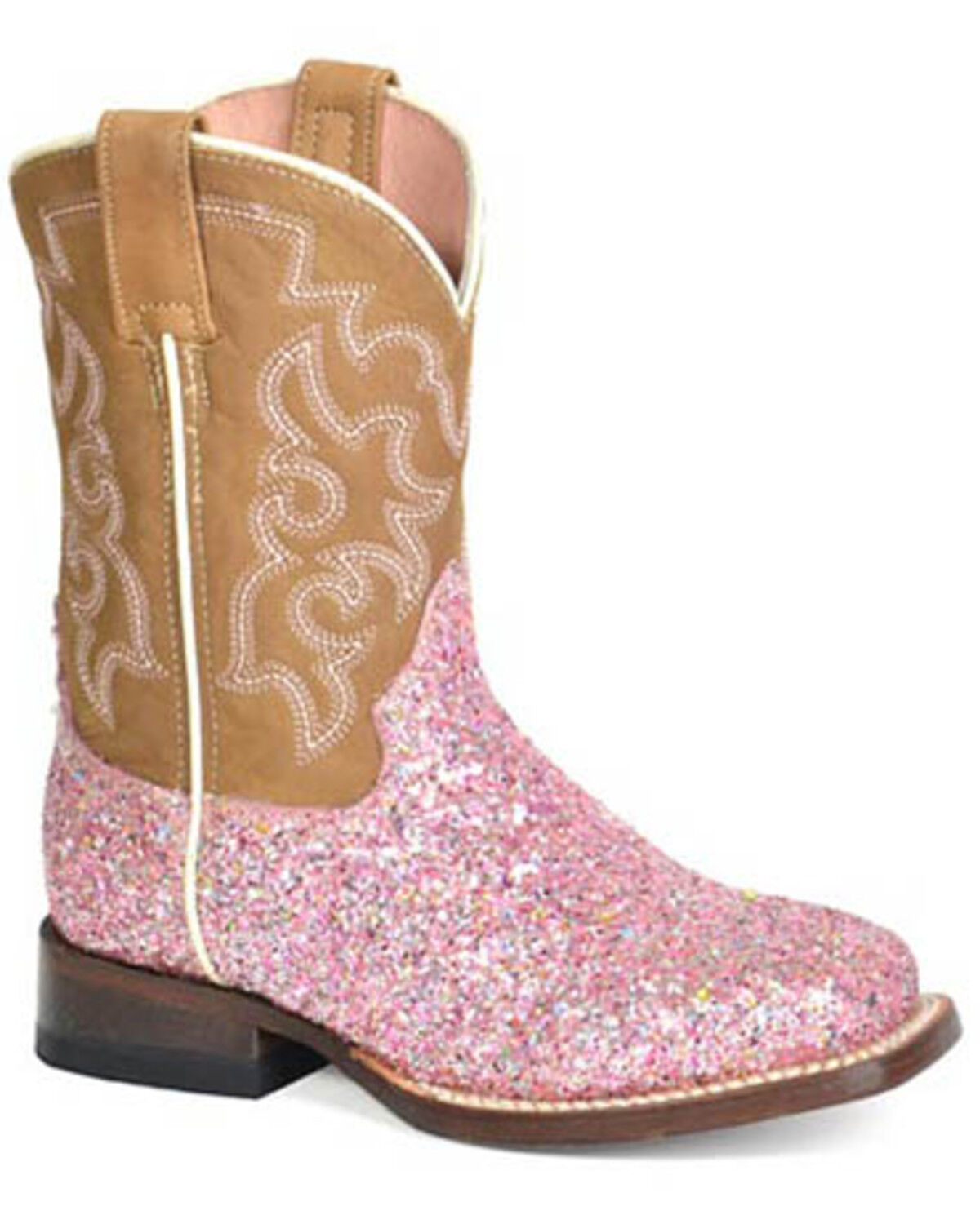 Roper Girls' Glitter Queen Western Boots - Broad Square Toe