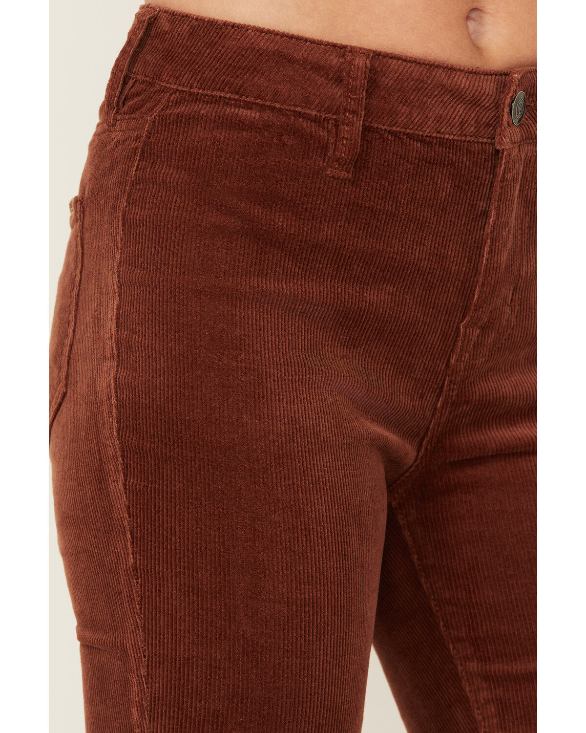 Rock & Roll Denim Women's High Rise Corduroy Button Flare Jeans