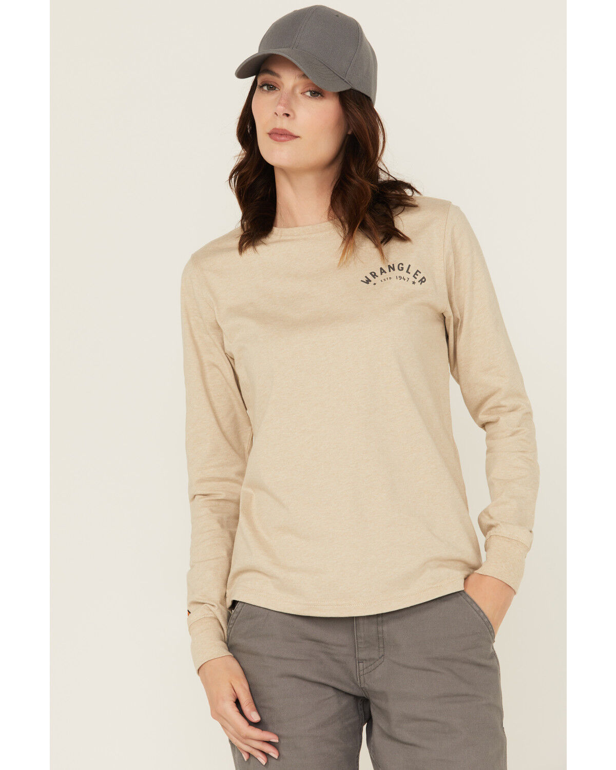 Wrangler Women's FR Pony Long Sleeve Graphic Work T-Shirt