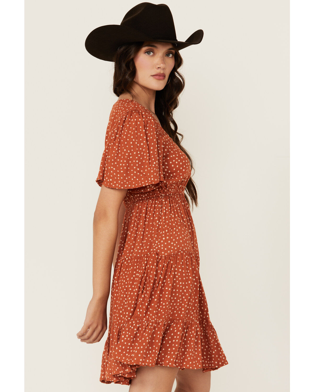 Angie Women's Polka Dot Short Sleeve Mini Dress