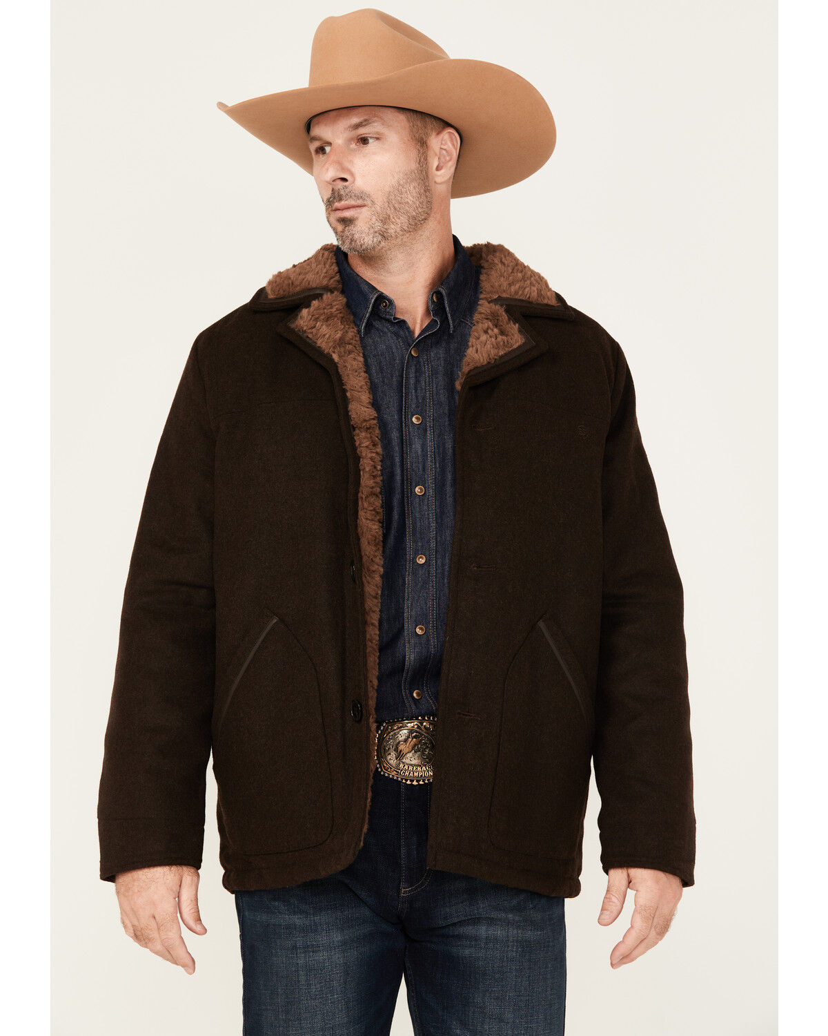 Blue Ranchwear Men's Atchison Heavyweight Sherpa Lined Flannel Coat