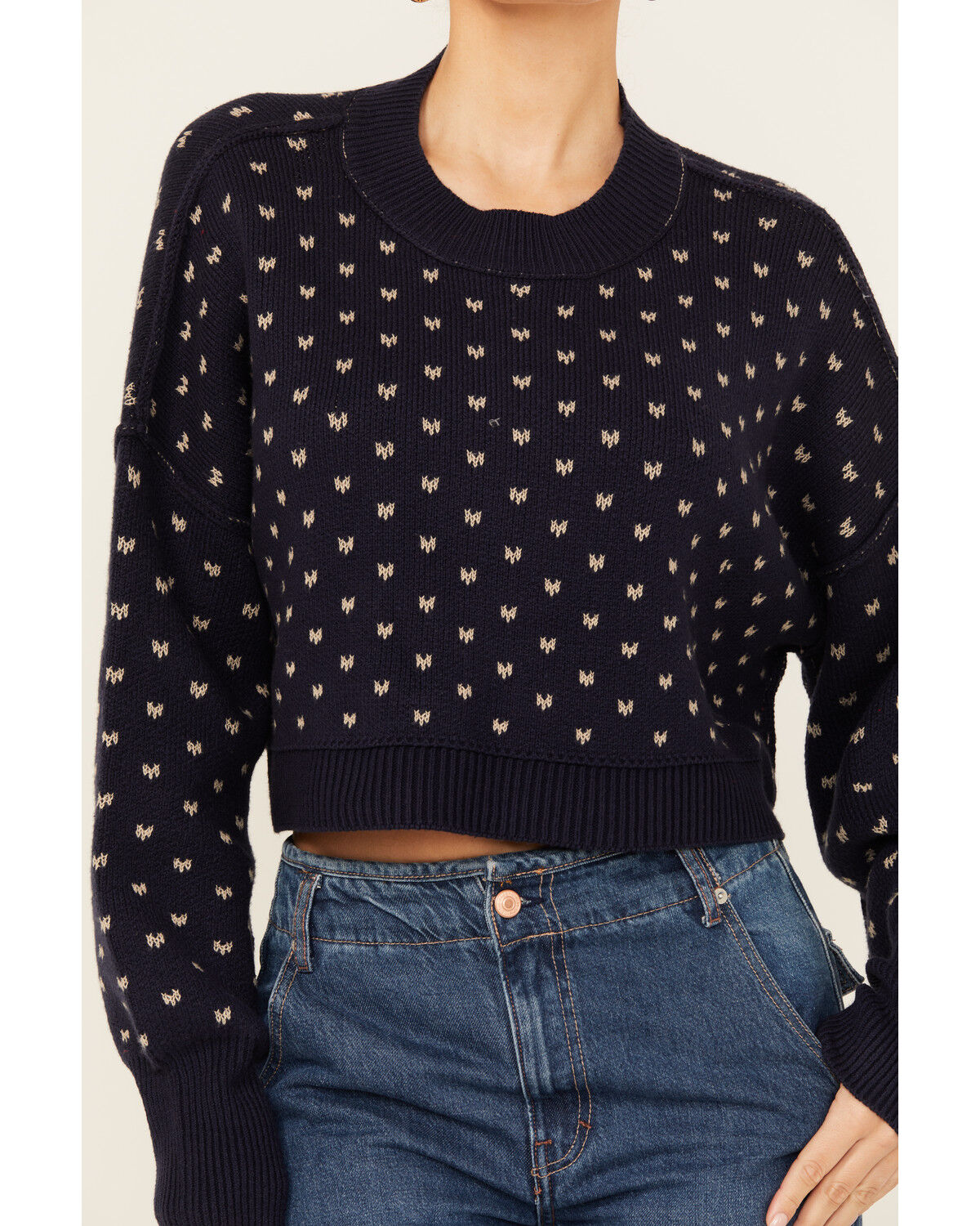 Free People Women's Easy Street Solid Cropped Sweater