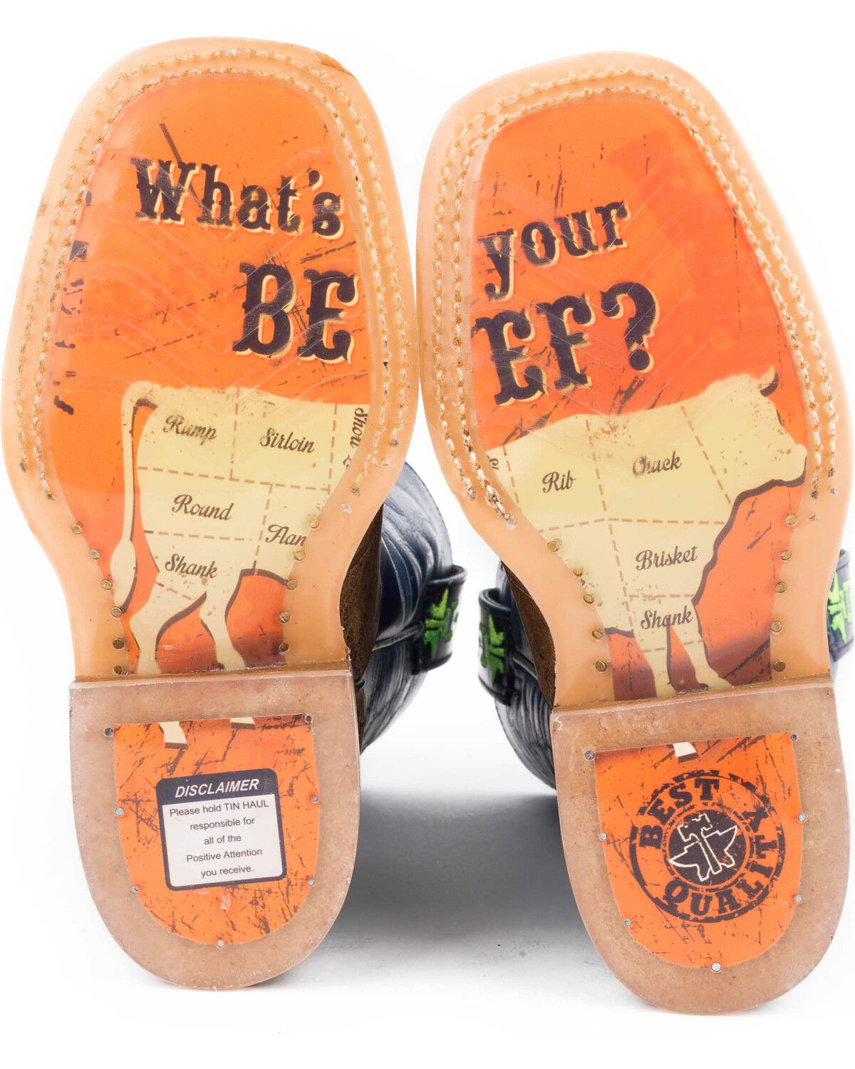 Tin Haul Boys' Barbed Wire All Beef Sole Western Boots - Square Toe