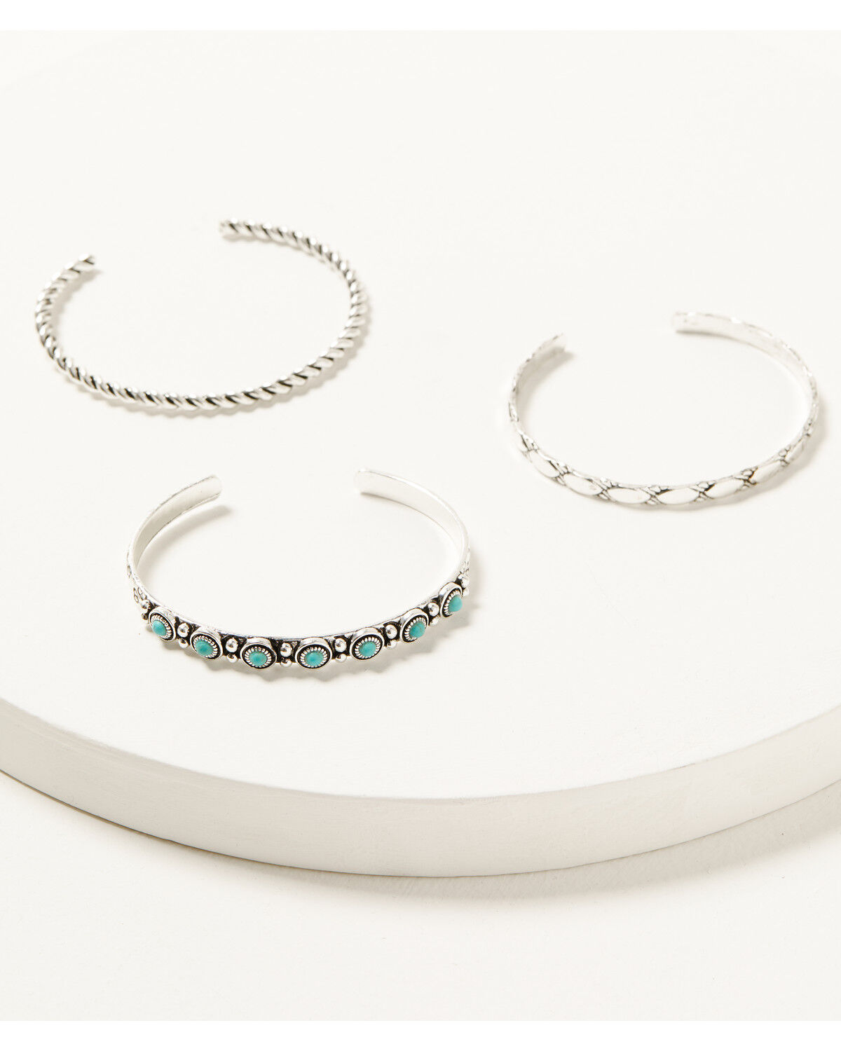 Shyanne Women's Silver-Toned Rope and Turquoise-Toned Bracelet Set - 3 Piece