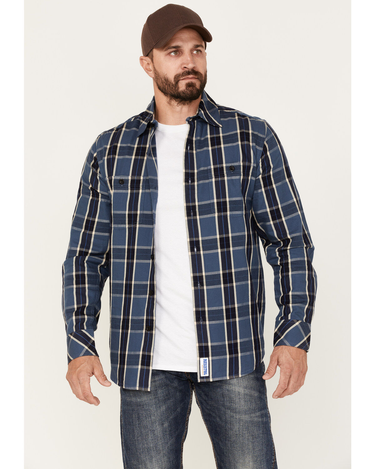 Resistol Men's Canon Large Plaid Long Sleeve Button Down Shirt