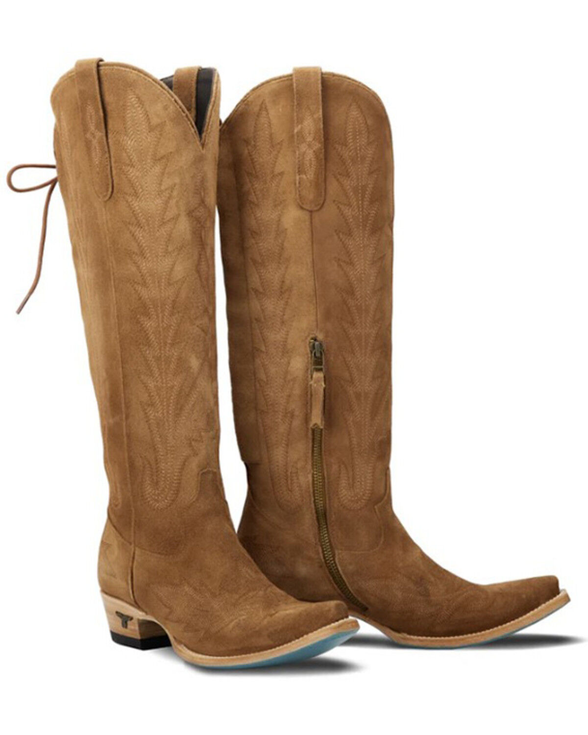 Lane Women's Lexington Knee High Corset Suede Western Boots - Snip Toe