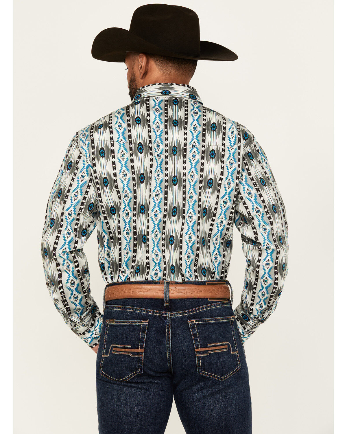 Wrangler Men's Checotah Southwestern Print Long Sleeve Snap Western Shirt