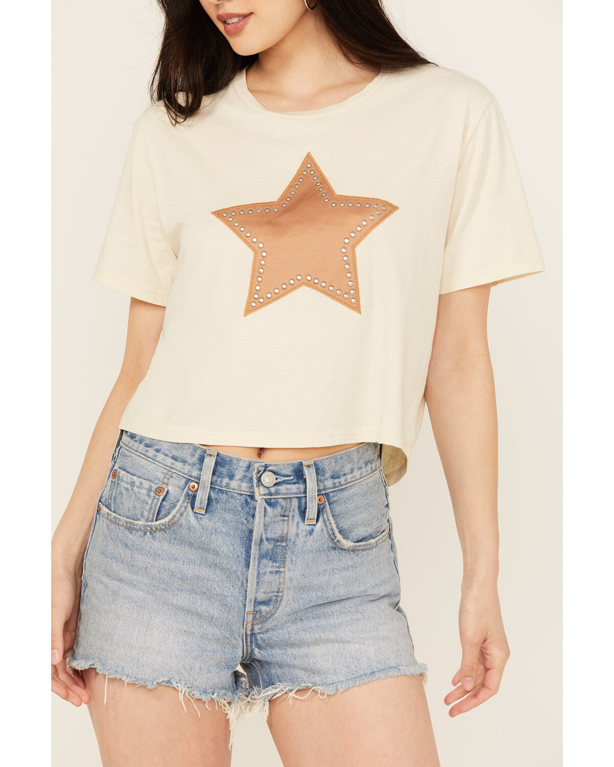 Rock & Roll Denim Women's Studded Star Short Sleeve Graphic Tee